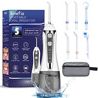Water Flosser for Teeth Cordless with 5 Modes, Binefia 360 Rotation Oral Irrigator, IPX7 Waterproof, 300ML & 6 Jet Tips Water Jet Teeth Cleaner, USB Rechargeable for 35-Days Use at Home/Travel