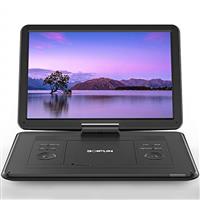17.5" Portable DVD Player with 15.6" Large HD Swivel Screen, 6 Hours Rechargeable Battery, Support USB/SD Card/Sync TV and Multiple Disc Formats, Region Free, High Volume Speaker, Black