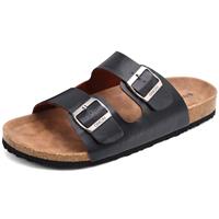 ONCAI Men's Slide Sandal Summer Beach Indoor and Outdoor Anti-skidding Flat Cork Sandals with Two Adjustable Straps
