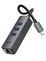 uni USB C Ethernet Adapter, USB C HUB Ethernet 1Gbps with USB 3.0 [Driver Free, Aluminum] for MacBook Pro, Chromebook, XPS, iPad, iMac, Galaxy, iPhone 15pro/max, and Hard Drive Keyboard Mouse, etc