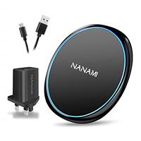 NANAMI Fast Wireless Charger with QC3.0 Adapter, 10W for Samsung Galaxy S21/S20/S10/S9/S8/S7, 7.5W Qi-Certified Charging Pad for iPhone 13/12/11/11 Pro/XS Max/XS/XR/X/8 Plus/8/New Airpods