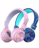 iClever Bluetooth Kids Headphones, Colorful Lights LED, Kids Headphones Wireless and Wired with MIC, Volume Control, Foldable, for School/Travel