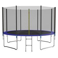 GALACTICA Trampoline Set 6 8 10 12 14FT Round Outdoor Garden Safety Net Enclosure Spring Jump Mat Padding Ladder Blue