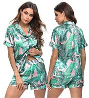 SWOMOG Pyjamas for Women Silk Satin Pyjama Bride Pjs Set Two Piece Pj Sets Button Down Sleepwear Loungewear