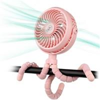 Winique Stroller Fan, 2600mAh Battery Powered Car Seats Clip-on Ultra Quiet 3 Speed 360 Rotatable Personal USB Desk Fan with LED Lights for Car/Stroller/Bike/Camping/BBQ/Gym