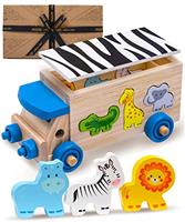 Jaques of London Wooden Shape Sorter for 1 Year Old | Wooden Toys | Safari Bus Animal Toys for 1 2 3 Year Olds | Baby Toys | Since 1795