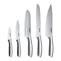 hecef Knife Set of 5, Sharp Kitchen Knives with Stainless Steel Blade & Hollow Handle, Chef Knife Set with Protective Blade Covers