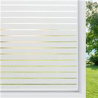 rabbitgoo Window Film Privacy Film for Glass Windows Static Cling, Frosted Privacy Sticker No Glue Glass Coverings Opaque UV Protection White Stripe for Office Living Room Kitchen