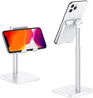 OMOTON Phone Stand, Angle Height Adjustable Vertical Desktop Mobile Phone Stand Holder, Mount for iPhone SE 15 Pro/14 Pro/13/12/11/Max, Samsung Galaxy S20 10/A13/12, All Smartphones (Up to 7 In)