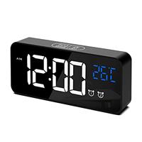 CHEREEKI Alarm Clock, Digital Clock with Temperature Display, Snooze, USB Powered Rechargeable Clock with Dual Alarms for Bedroom, Bedside, Office& Travel (Pink)