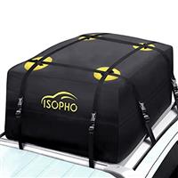 ISOPHO Car Roof Bag, 15 Cubic ft Waterproof Roof Box with 6 Heavy-Duty Straps, Excellent Military Quality Roof Bag for Cars with or without Racks, Resist Outdoor Dust, Storm