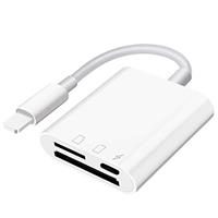 Dual Slot SD Card Reader for i-Phone i-Pad, Photography Memory Card Reader, Supports SD and TF Card, Trail Camera Viewer, Game SD Card Adapter, Portable Micro SD Card Reader for MAC, Plug and Play