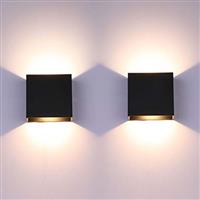 Glighone 2Pcs LED Wall Lights Indoor Up Down Wall Lamp Wall Wash Light Wall Sconce Black 6W Modern Aluminum Lighting for Living Room, Bedroom, Hallway, Corridor, Stairs, Cool White