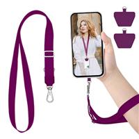 takyu 2 Pcs Adjustable Phone Lanyard Neck Strap, Universal Mobile Phone Lanyard with 4 Adhesive Tethers, Compatible for iPhone, Samsung, HUAWEI and Most Smartphone Black & Gray