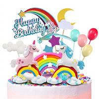 Humairc Unicorn Cake Topper Rainbow Unicorn Happy Birthday Cake Decoration Happy Birthday Topper Cloud Balloons Moon Stars Cupcake Topper for Girl Kid Women Birthday Party Decoration