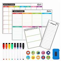 4 Pack Magnetic Whiteboard Calendar, Feela 2024 Monthly Weekly Planner Whiteboard for Fridge with 8 Whiteboard Pens, 1 Dry Wipe Eraser, 10 Stickers, Family Meal Planner Board, Home Kitchen Office