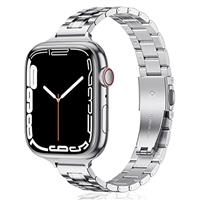 HEKAI Metal Straps Compatible with Apple Watch Strap 44mm 45mm 49mm 42mm, Slim Small Adjustable Stainless Steel Replacement Band iWatch Ultra Series 8/7/6/5/4/3/2/1,SE (42mm 44mm, Silver)