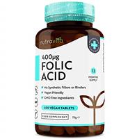 Folic Acid Tablets 400 mcg - 400 Vegan Vitamin B9 Tablets - 13 Month Supply - Pregnancy Care - Normal Function of Immune System & Maternal Tissue Growth During Pregnancy - Nutravita