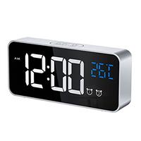 CHEREEKI Alarm Clock, Digital Clock with Temperature Display, Snooze, USB Powered Rechargeable Clock with Dual Alarms for Bedroom, Bedside, Office& Travel (Pink)