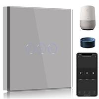BSEED Smart Light Switch,Compatible with Alexa and Google Home WIFI Touch Switch, Tempered Glass Touch Screen Switches (Neutral Line Need)