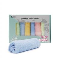 Baby Washcloths 100% Organic Bamboo Bath Washcloth Reusable Face Towels Anti-Bacterial Soft Towel Set Perfect for Newborn(5 Pack)
