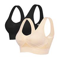 Litthing Women's Seamless Everyday Bra, Wire Free Sports Bra with Racerback, Medium Bra Padding, Removable Pads, Non-Wired No Buckle, Breathable Nylon Mesh Design, Yoga Plus Size - White, M