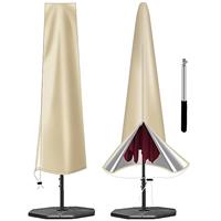 OKPOW Parasol Cover Waterproof - 600D Heavy Duty Garden Parasol Cover Fit for 2.5m 2.7m 3m Large Outdoor Umbrella - Anti-UV Windproof Patio Umbrella Protection Cover With Zip
