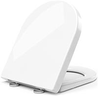 STOREMIC Toilet Seat Soft Close White D Shape, Soft Close Toilet Seat - Bottom Fixing/Top Fixing, Quick Realease Toilet Seat for Easy Cleaning, Sturdy Anti-Bacterial PP Materials