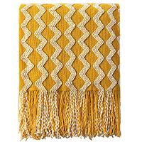 NTBAY Acrylic Knitted Throw Blanket, Lightweight and Soft Cozy Decorative Woven Blanket with Tassels for Travel, Couch, Bed, Sofa, 130x170 cm