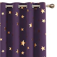 Deconovo Gold Star Pattern Printed Thermal Insulated Blackout Curtains