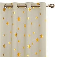 Deconovo Gold Star Pattern Printed Thermal Insulated Blackout Curtains