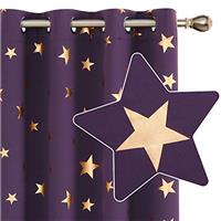 Deconovo Gold Star Pattern Printed Thermal Insulated Blackout Curtains
