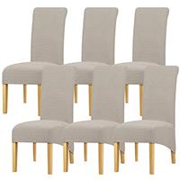 Leorate High Back Chair Covers Set of 4, Stretch Jacquard Chair Slipcovers Large Thick Chair Protector for Dining Kitchen Room Banquet Restaurant Home Decor Camel
