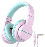iClever Kids Headphones, Childrens Headphones,Headset HD Stereo Headphones with Microphone, Volume Limiter 85/94dB, Sharing Function, Foldable Headphones for School/Travel/Phone/Kindle/PC/MP3