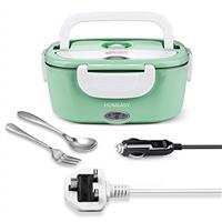 homeasy Electric Lunch Box, 80W 3 in 1 Food Heater Warmer 1.5L Removable Food-Grade Stainless Steel Container Portable for Car, Office, School and Home Use 220V/12V/24V
