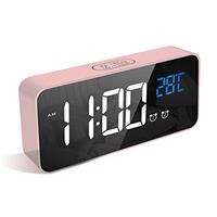 LATEC Digital Alarm Clock with Big LED Temperature Display, Bedside Clock with 10 Alarm Sounds, USB 