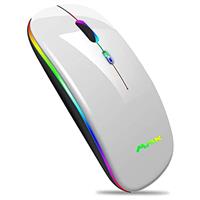 aMZCaSE Wireless Bluetooth Mouse, Slim Mouse 2.4G Portable USB Optical Wireless Mice, LED Rechargeab