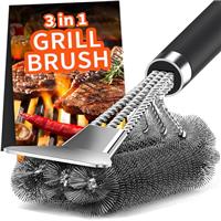 TNTOR Grill Brush, BBQ Cleaner Cleaning Brush with Stainless Steel Scraper, Bristles and Extra long Handle, BBQ Wire Brush for Charcoal Grill, Electric Grill, Gas Grill.