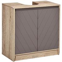 HOMCOM Under Sink Storage Cabinet Floor Standing Cupboard w/Adjustable Shelf Bathroom Cabinet 2 Doors Versatile Style Grey