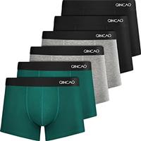 QINCAO Boxer Shorts Mens 6 Pack, No Itchy Labels, Cotton Underwear Retro Trunks, Underwear Gift Set
