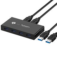 USB Switch Selector, Rybozen USB Switch 2 Computers, USB 2.0 KVM Switch Box for 2 PC Sharing 4 USB Devices, 2 in 4 out USB Hub Switch with 2 USB 2.0 Cable(1m) for Keyboard, Mouse, Scanner, Printer