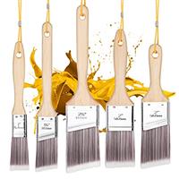 Emitever Paint Brush Set-5 Piece, Wood Handle, Premium Wall Brush Set, House Paintbrushes, Trim Paintbrush, Sash Paint Brushes for Cabinet, Sash, Home Improvement Trim Edging