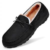 MIXIN Mens Slippers Moccasins Slippers for Men House Shoes with Warm and Cozy Memory Foam Hard Sole Men's Indoor Outdoor Slippers