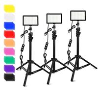 3 Packs 70 LED Video Light with Adjustable Tripod Stand/Color Filters, Obeamiu 5600K USB Studio Lighting Kit for Tablet/Low Angle Shooting, Collection Portrait YouTube Photography