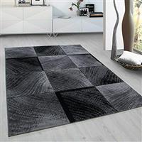 viceroy bedding Rug CHECK Modern Design Black Grey Charcoal Rugs Living Room Extra Large Size Soft Touch Short Pile Style Carpet Area Rugs Non Shedding