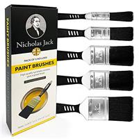 Paint Brush Set with No Bristle Loss Pack of Paint Brushes for DIY Wood Gloss Wall Furniture Indoor & Outdoor Painting - Free Decorating Guide