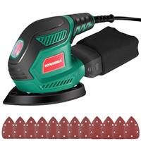 HYCHIKA Sander for Wood 200W, Electric Sander with Dust Collector, 12PCS Sandpapers, 14000RPM Compact Electric Detail Sander Ideal for Tight Space Sanding, Furniture Finishing