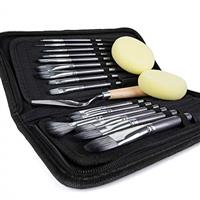 Artify 15 pcs Paint Brush Set for Acrylic Oil Watercolor Gouache Painting Includes Pop-up Carrying Case with and 2 Sponges