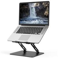 Nayka Adjustable Laptop Stand for Desk, Metal Foldable Laptop Riser, Portable Laptop Holder Mount, Ventilated Cooling Computer Notebook Stand Compatible with 10-15.6 Laptops