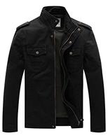 WenVen Men's Lightweight Cotton Jacket Casual Leisure Jackets Stand Collar Jackets Outdoor Windproof Jackets